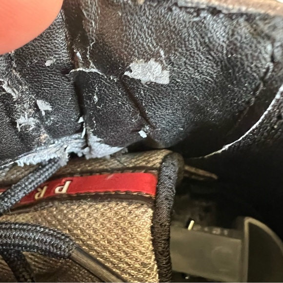 Prada Vernice Brown Leather And Mesh High Top Sneakers US9 - Picture 15 of 17